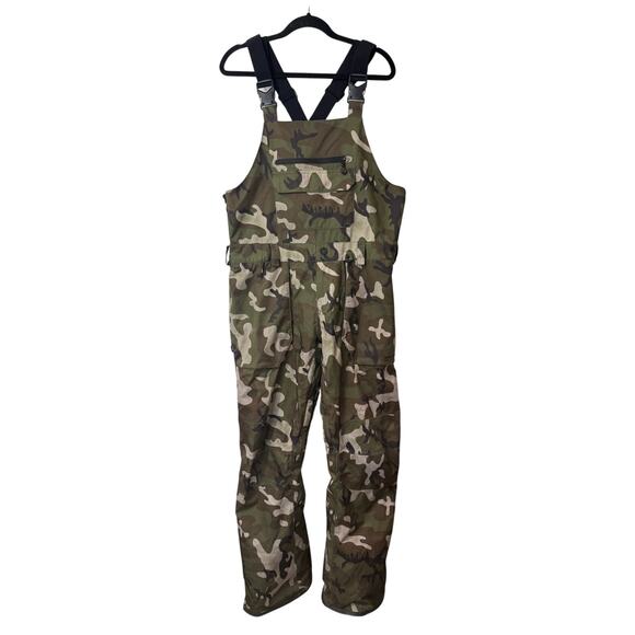 Volcom Men's Roan Bib Overall Ski Snow Waterproof Green Camo Large Mountain - Picture 1 of 15